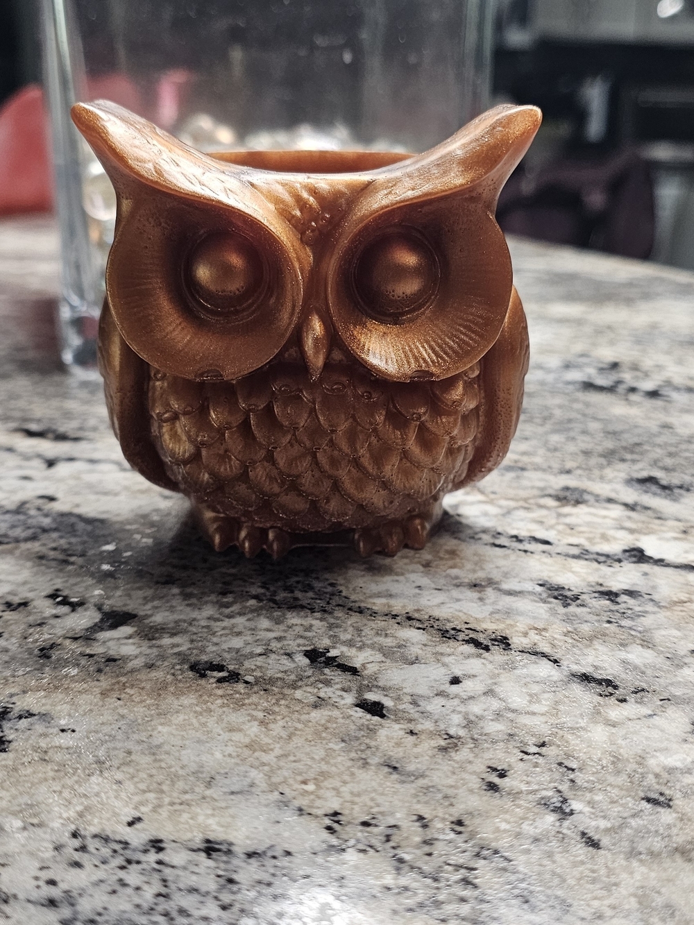 Decorative Copper Owl Planter - Metallic Brown Accent